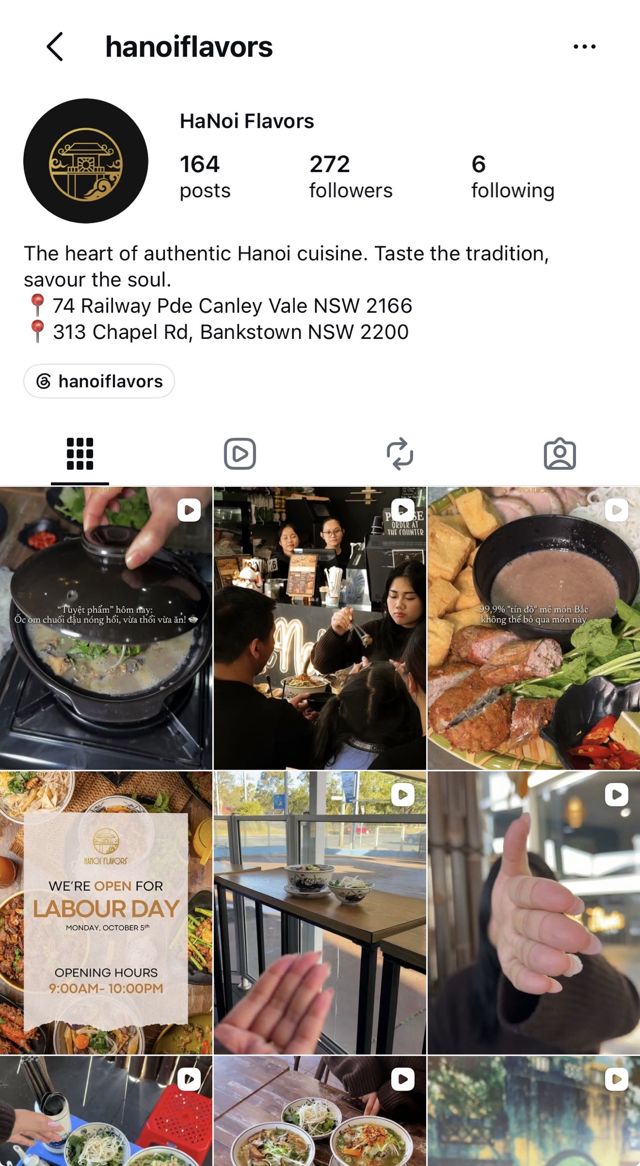 Hanoi Flavors Instagram profile