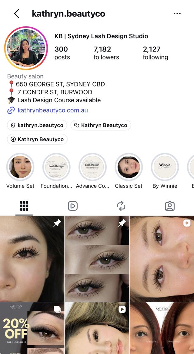 Kathryn Beautyco Instagram profile