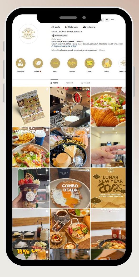 Reborn Cafe Instagram feed